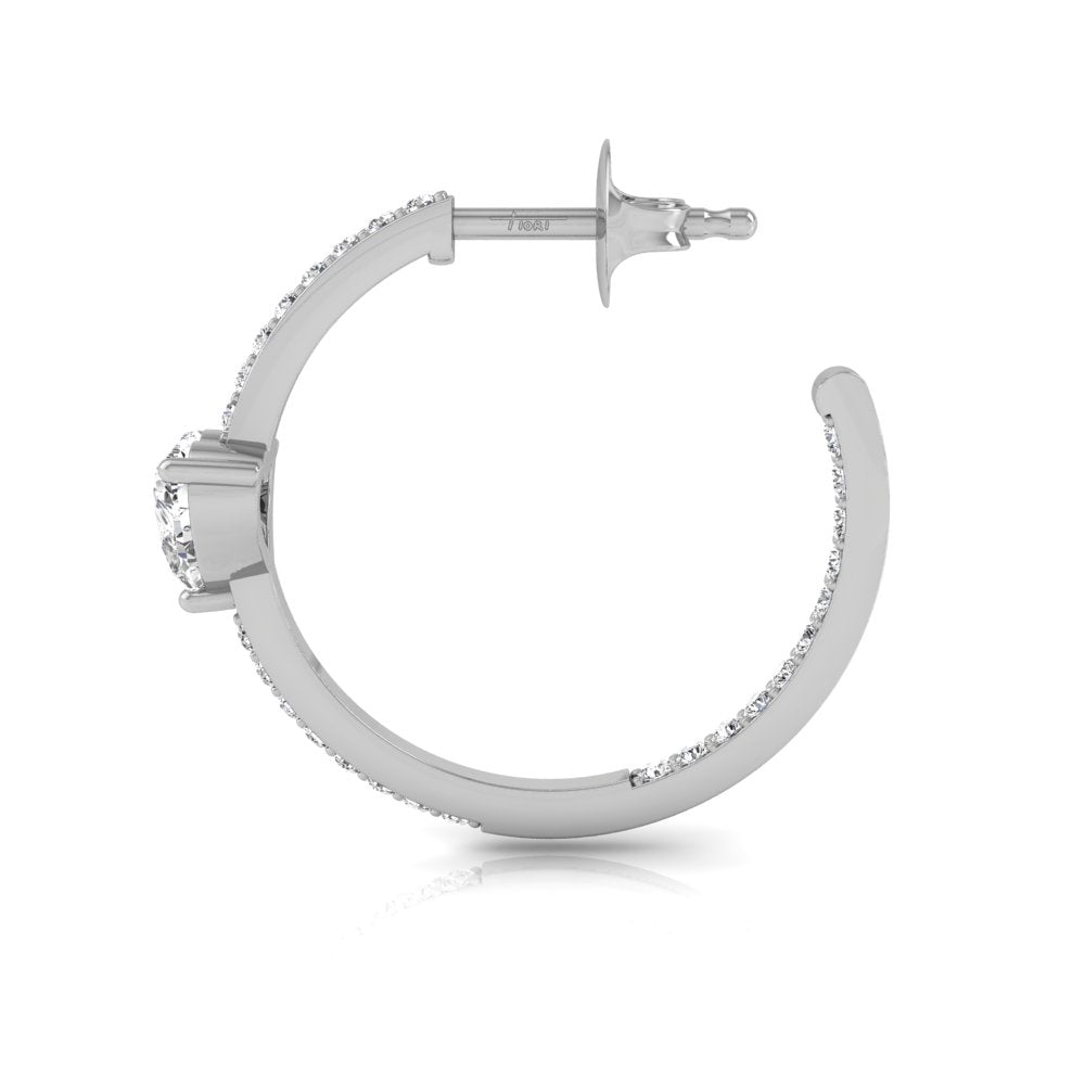 18K Heart Diamond Hoop Earrings — SIDE VIEW