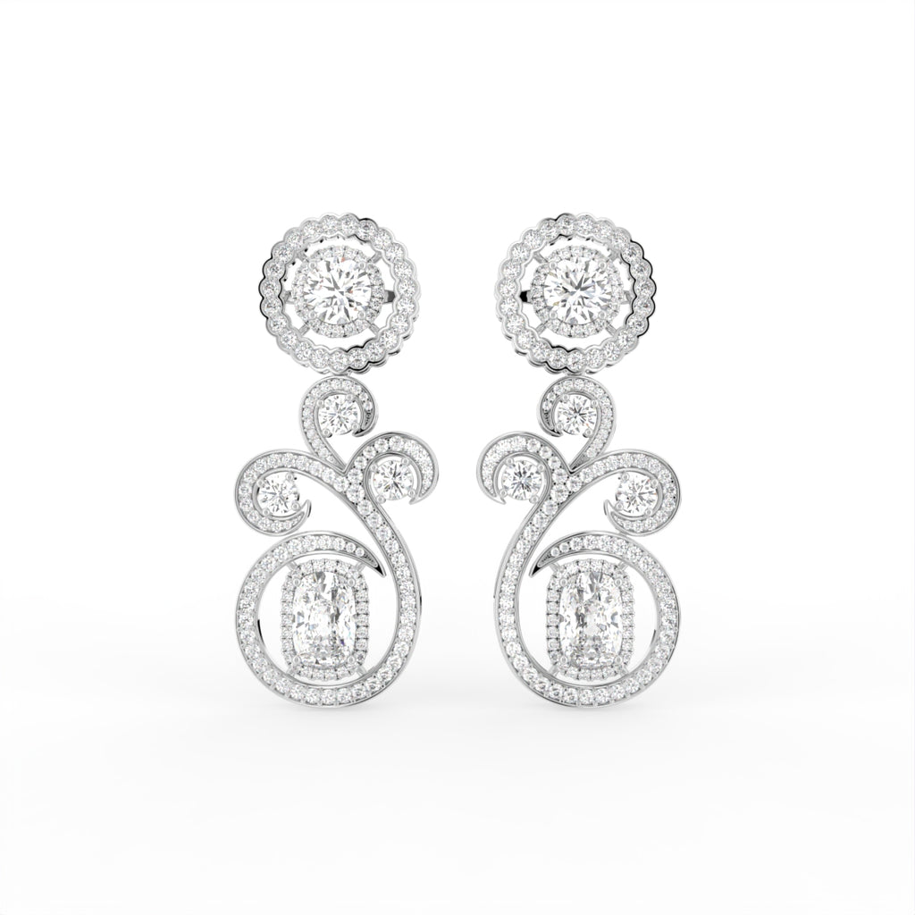 18K Emerald Round Bespoke Diamond Earrings — TOP