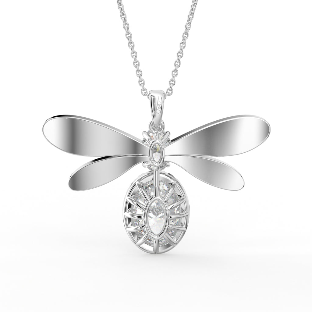 18K Dragonfly Diamond Pendant — BACK