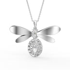 18K Dragonfly Diamond Pendant — BACK