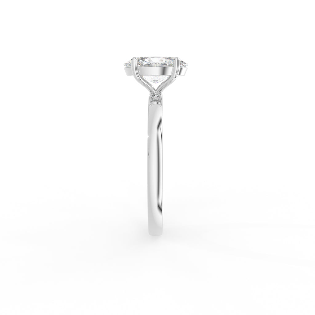 18K Solitaire Oval Diamond Engagement Ring — SIDE