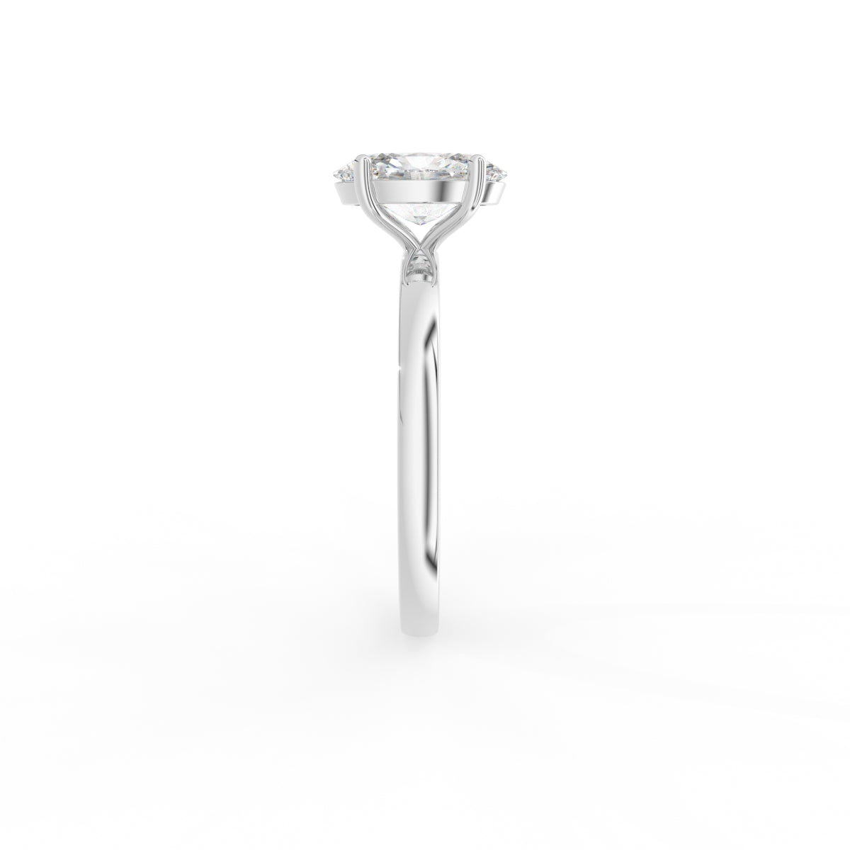 18K Solitaire Oval Diamond Engagement Ring — SIDE