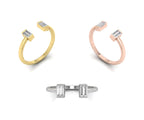 18K White Gold Baguette Diamond Ring — 3 COLOR