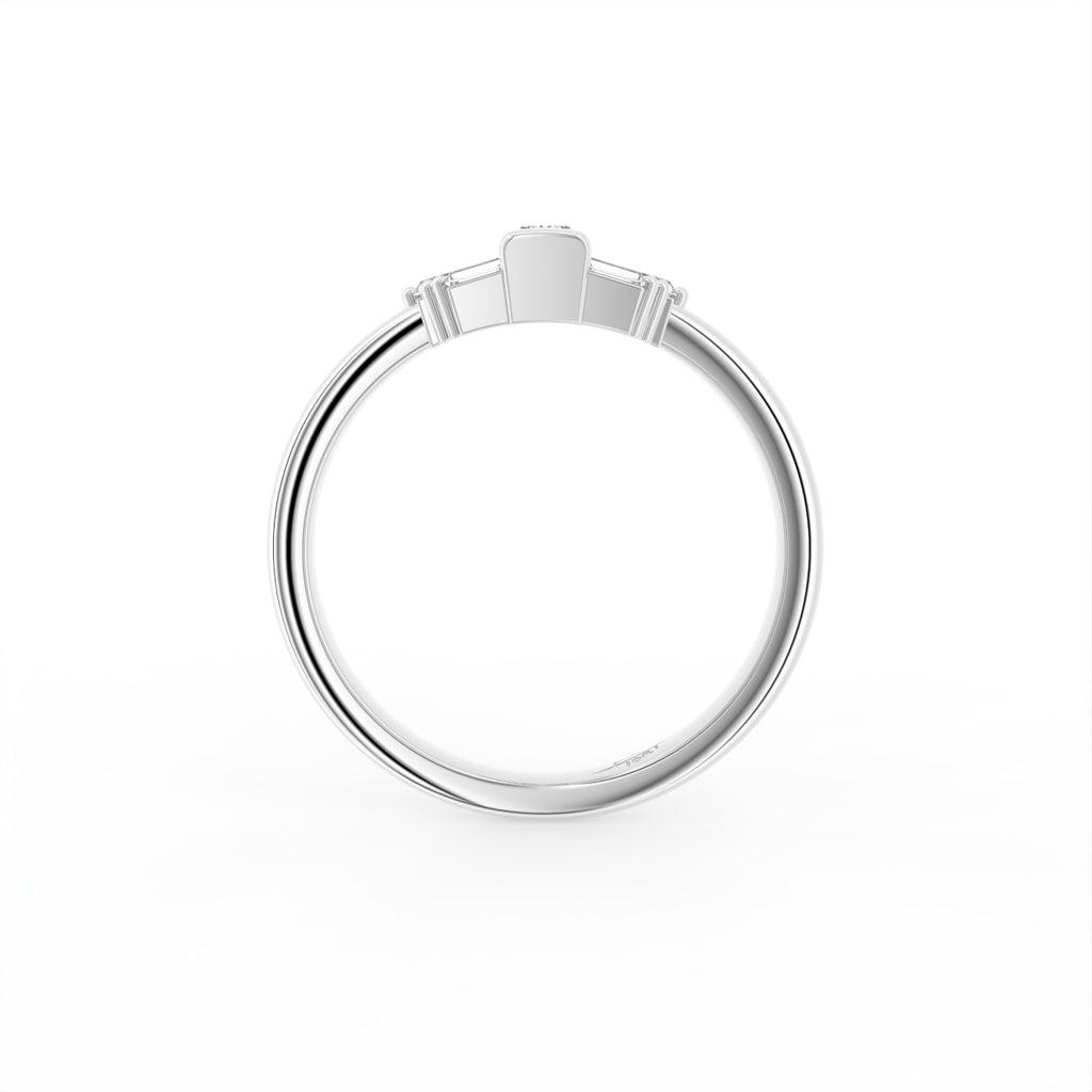 14K White Gold Baguette Diamond Ring — FRONT