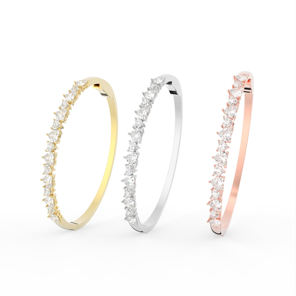 18K Heart Diamond Bangle — 3 COLOR