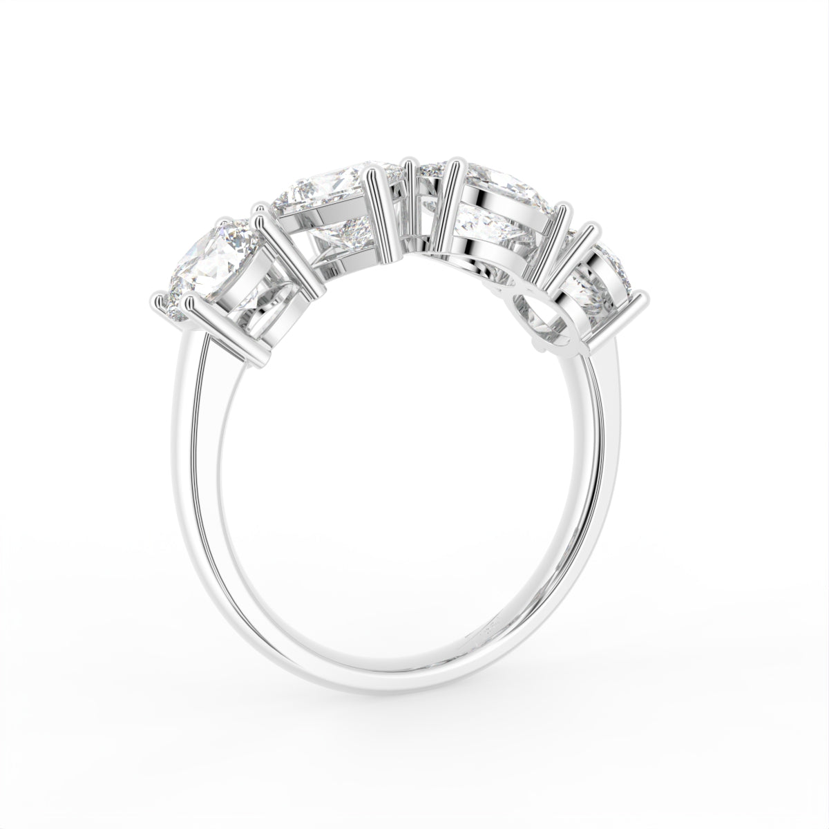 18K White Gold Half Eternity Round Diamond Ring — 3D VIEW