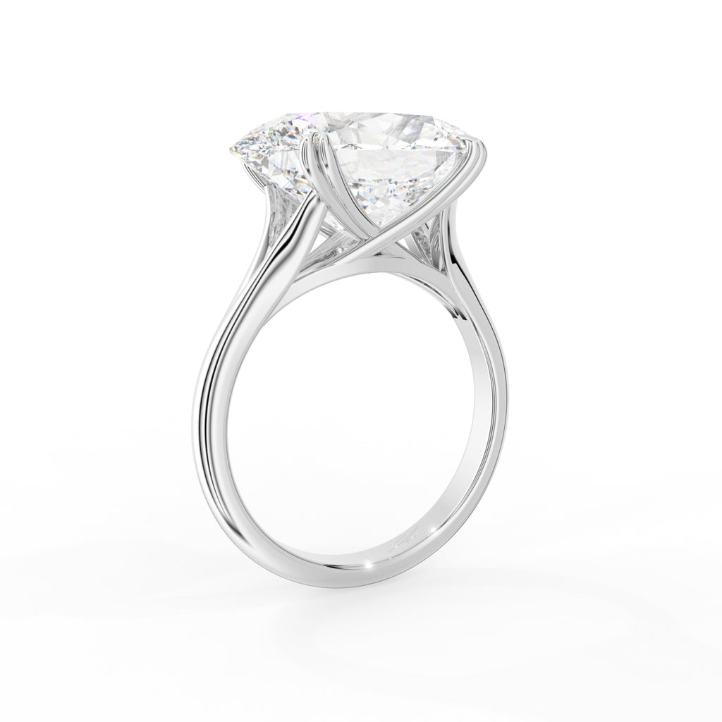 18K Oval Solitaire Diamond Engagement Ring — 3D VIEW