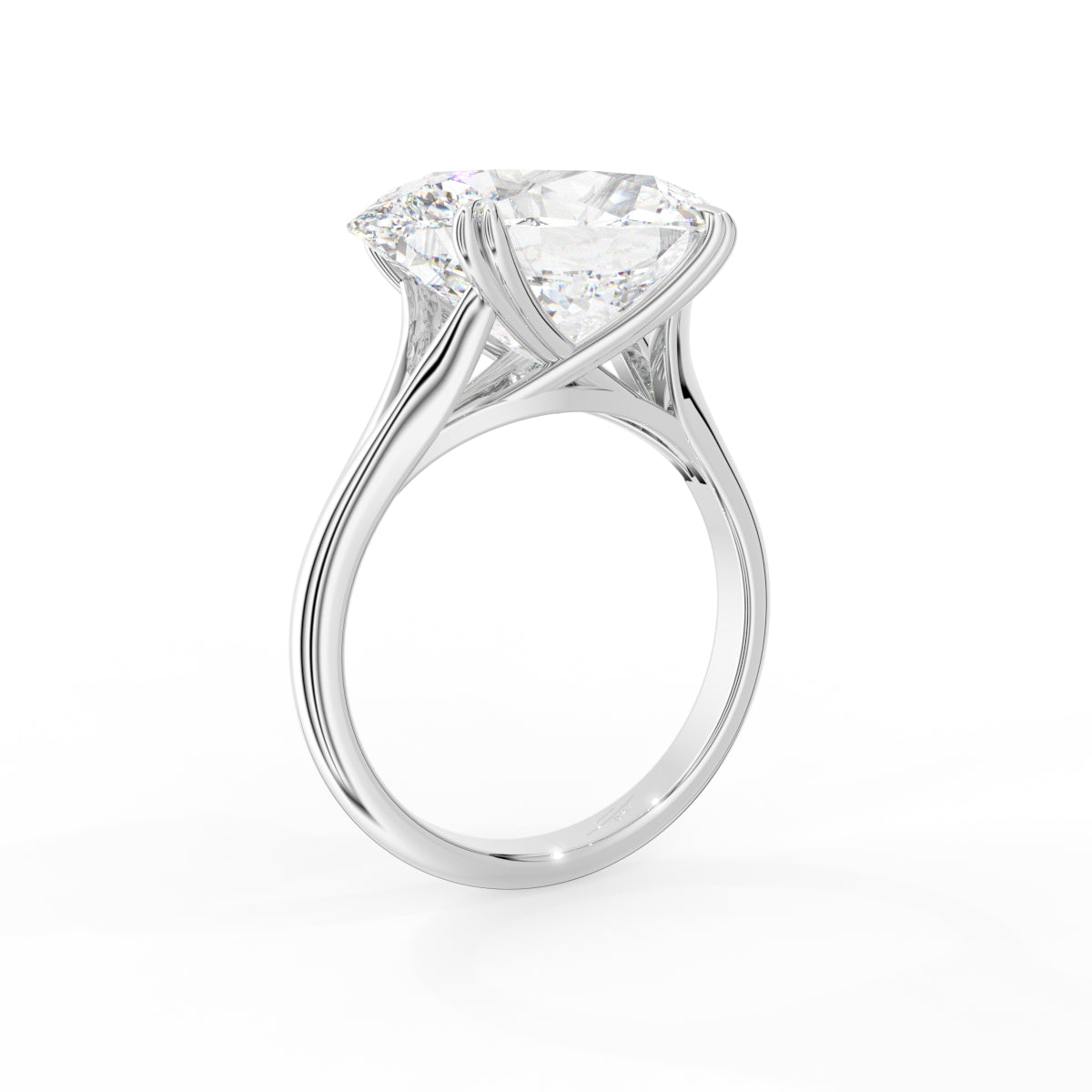 18K Oval Solitaire Diamond Engagement Ring — 3D VIEW