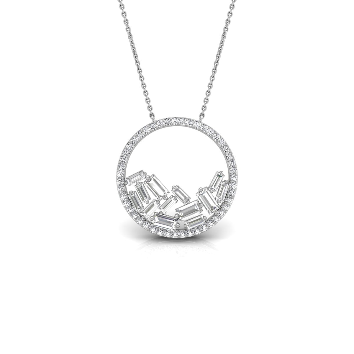 18K Bespoke Baguette Diamond Pendant — FRONT