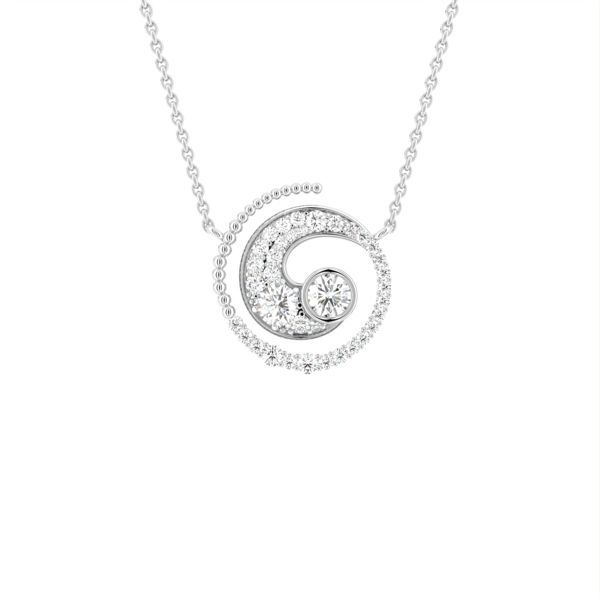 18K Nature Round Diamond Pendant — FRONT