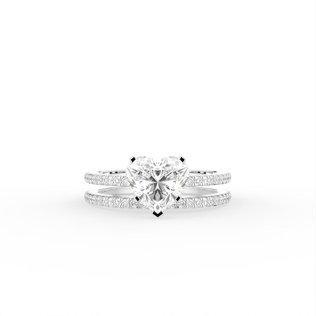 18K Heart Diamond Engagement Ring — TOP