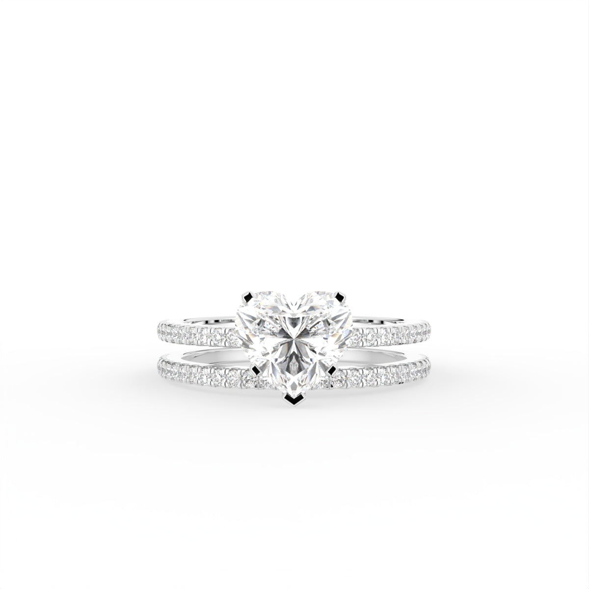 18K Heart Diamond Engagement Ring — TOP
