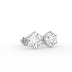 18K Round Solitaire Diamond Earrings — 3D VIEW