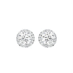 14K Yellow Gold Halo Round Diamond Stud Earrings — TOP