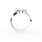 18K Bespoke Emerald Cut Diamond Trilogy Ring Set — FRONT
