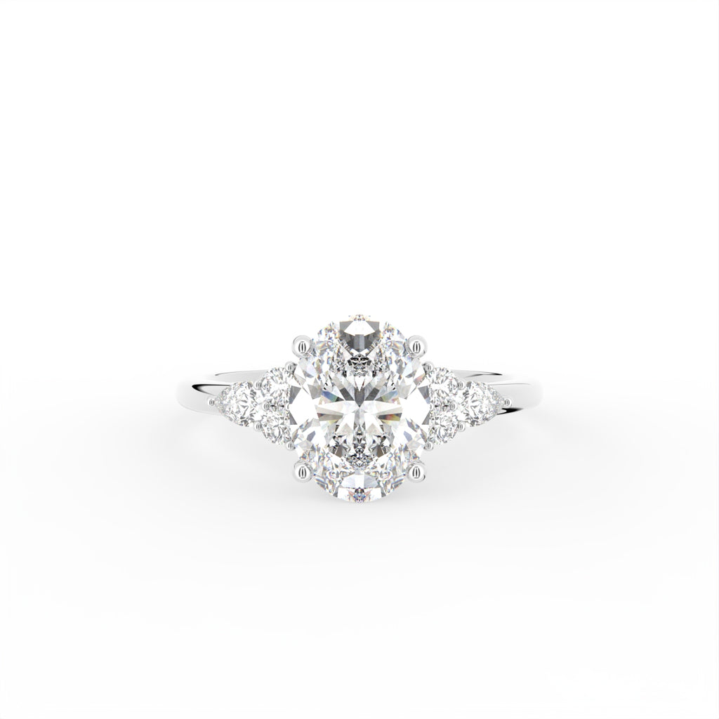 18K Solitaire Oval Diamond Engagement Ring — TOP