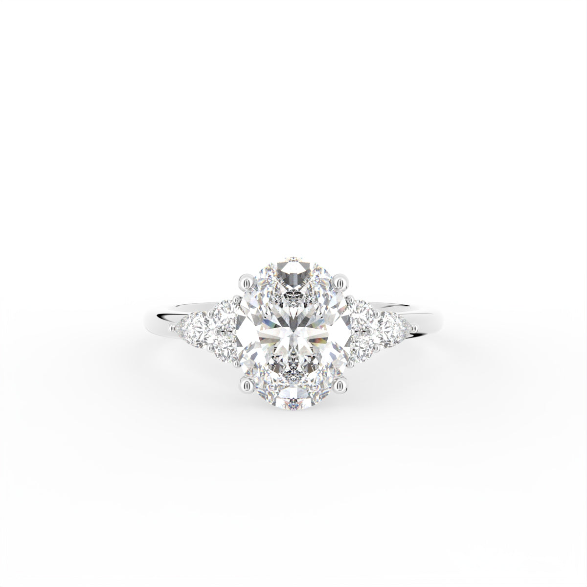 18K Solitaire Oval Diamond Engagement Ring — TOP