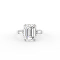 18K Trilogy Emerald-Cut Diamond Ring — TOP