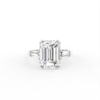 18K Trilogy Emerald-Cut Diamond Ring — TOP