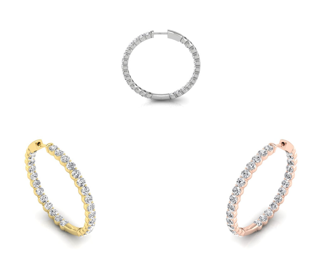 18K Diamond Hoop Earrings — 3 COLOR