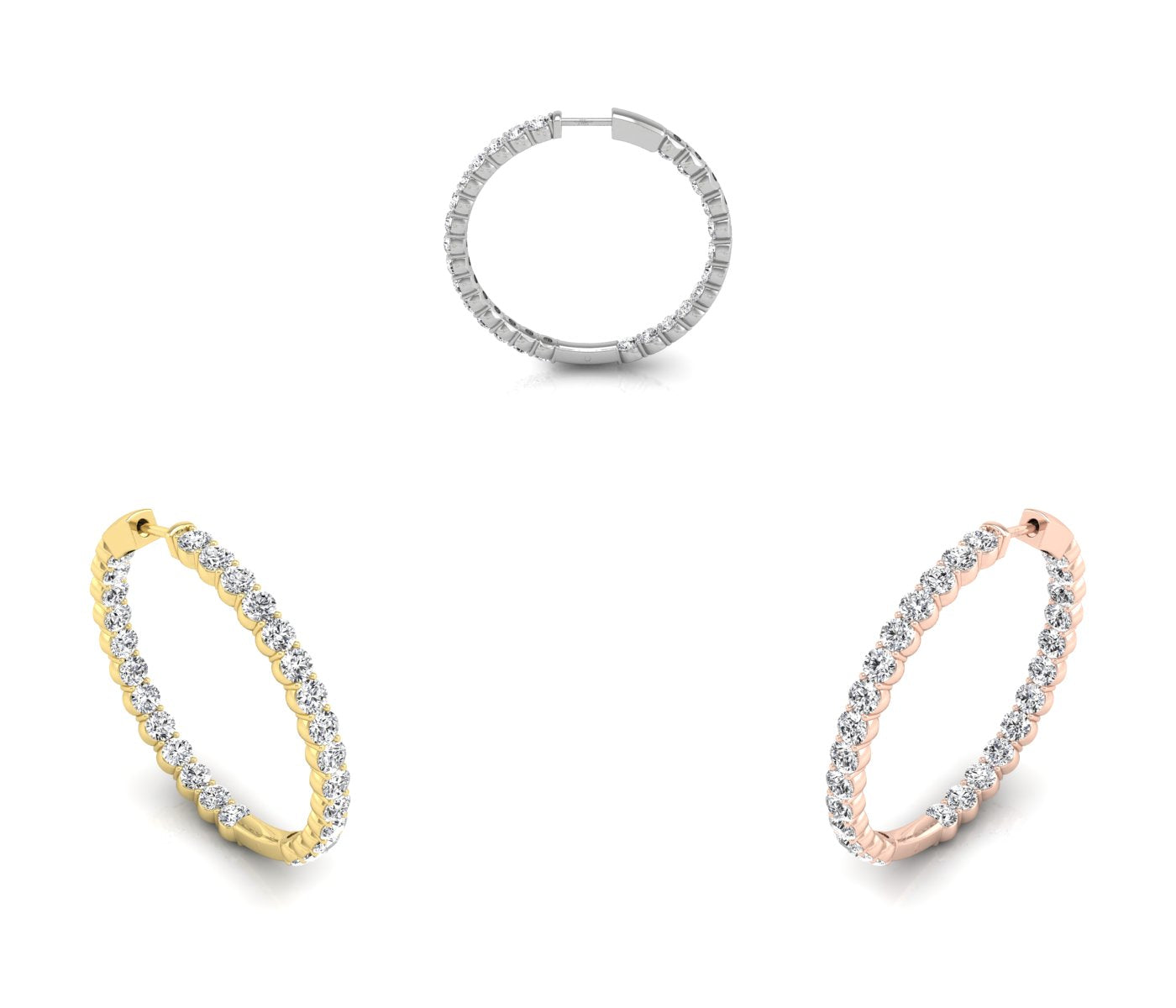 18K Diamond Hoop Earrings — 3 COLOR