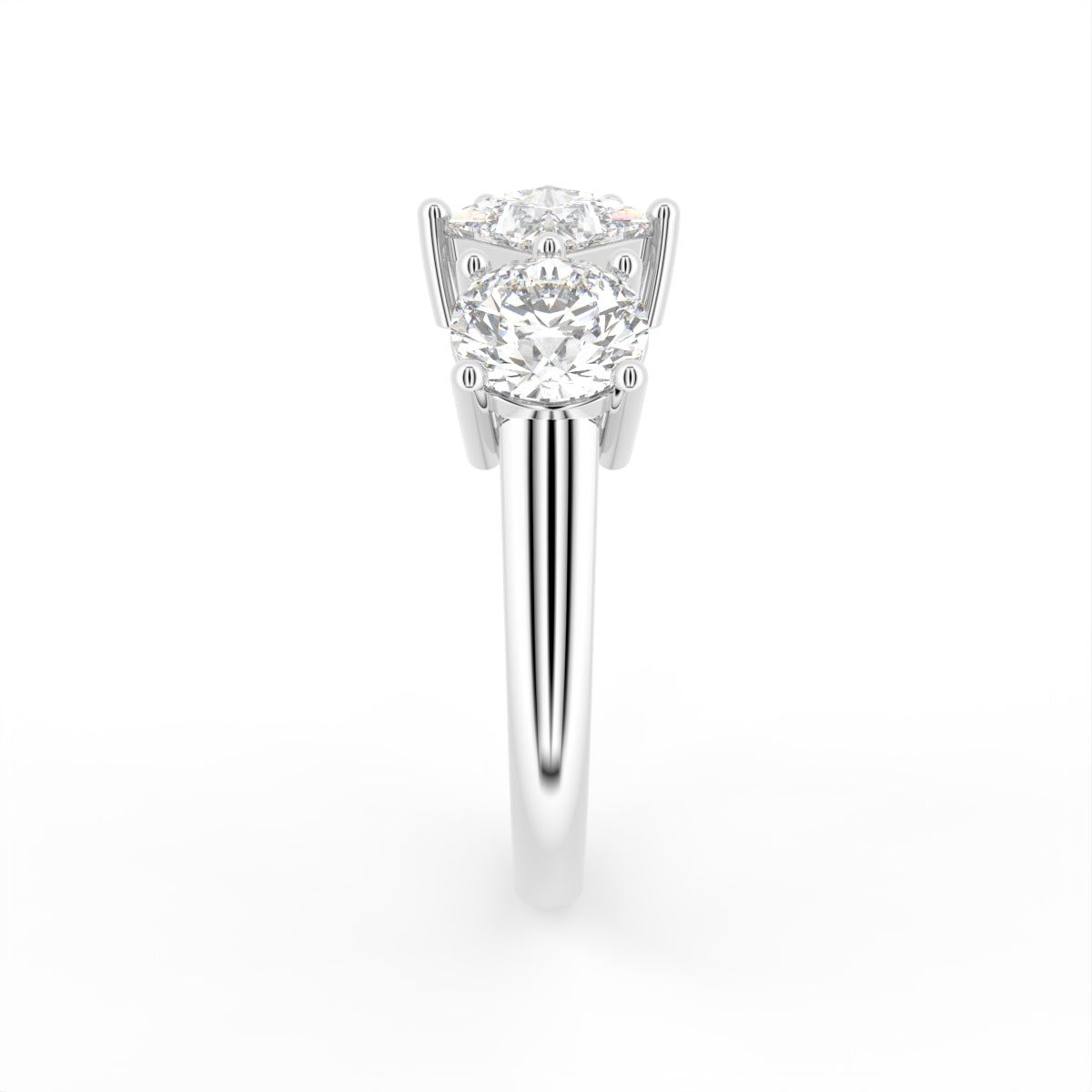 18K White Gold Half Eternity Round Diamond Ring — SIDE
