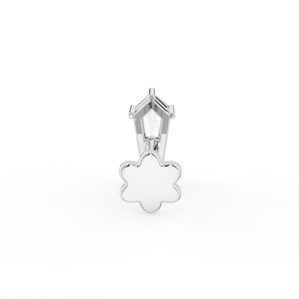 18K Fancy Bezel Diamond Stud Earrings — BACK