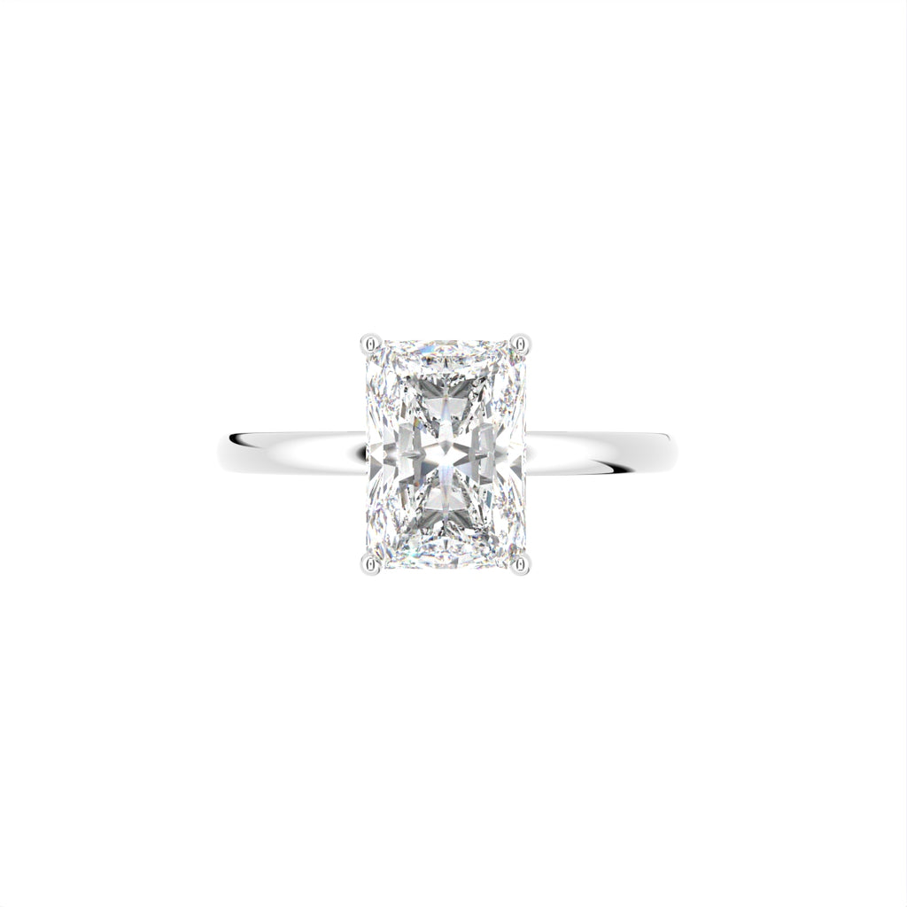 18K Solitaire Emerald Diamond Engagement Ring — TOP