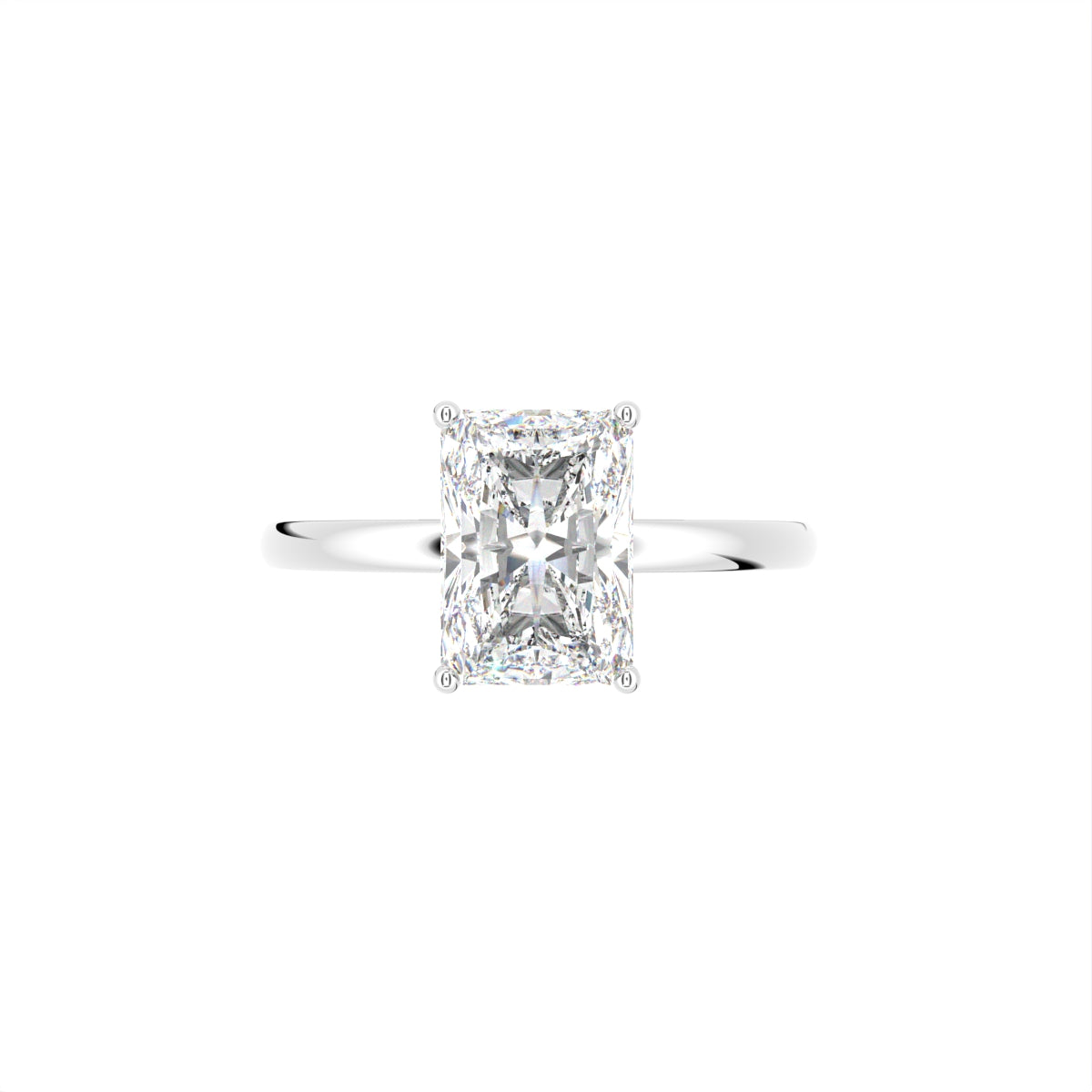18K Solitaire Emerald Diamond Engagement Ring — TOP