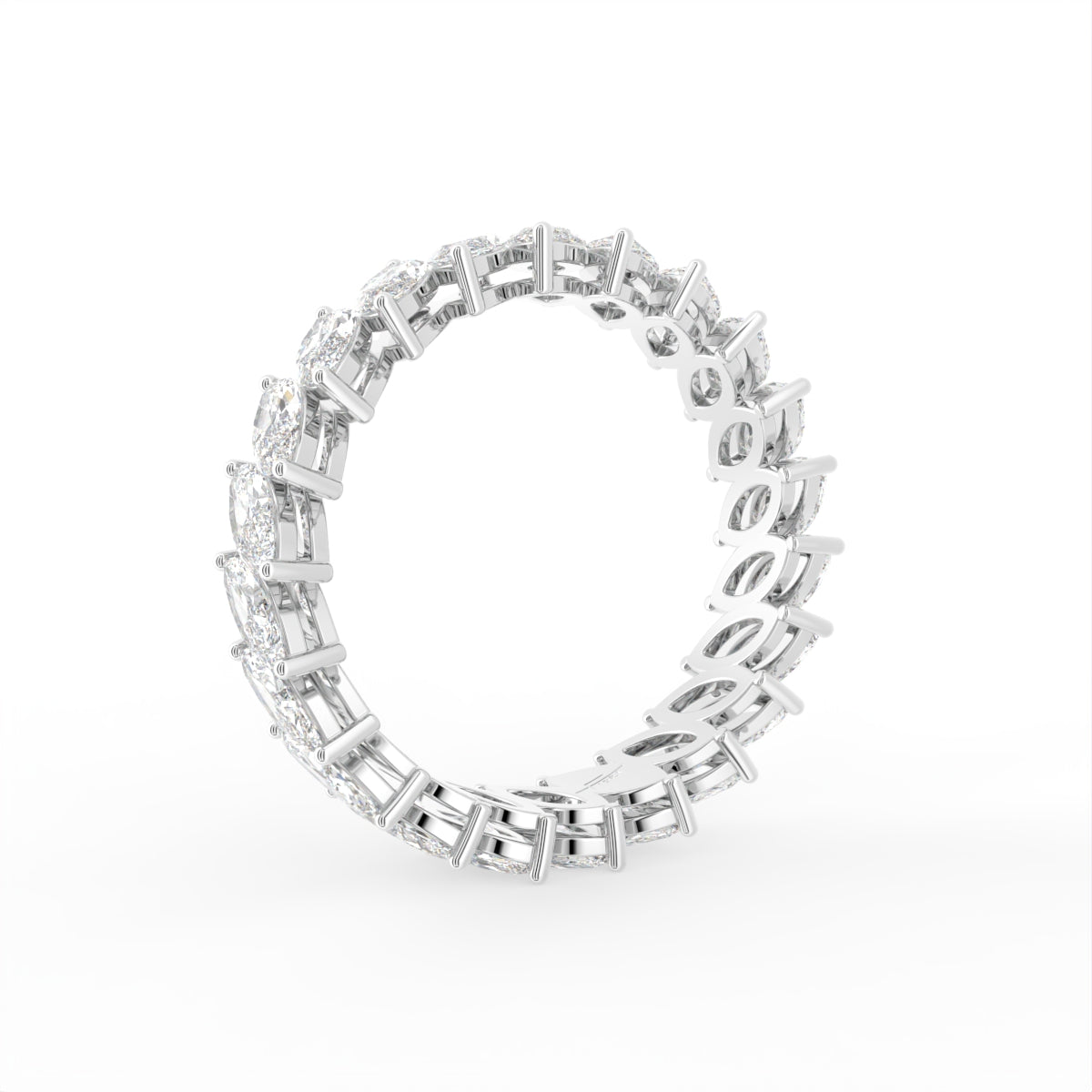 vimg:FJ3871|vimg:FJ3913|14K White Gold Full Eternity Marquise Diamond Ring — 3D VIEW