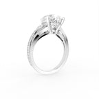 18K Shoulder Set Pear Diamond Ring — 3D VIEW