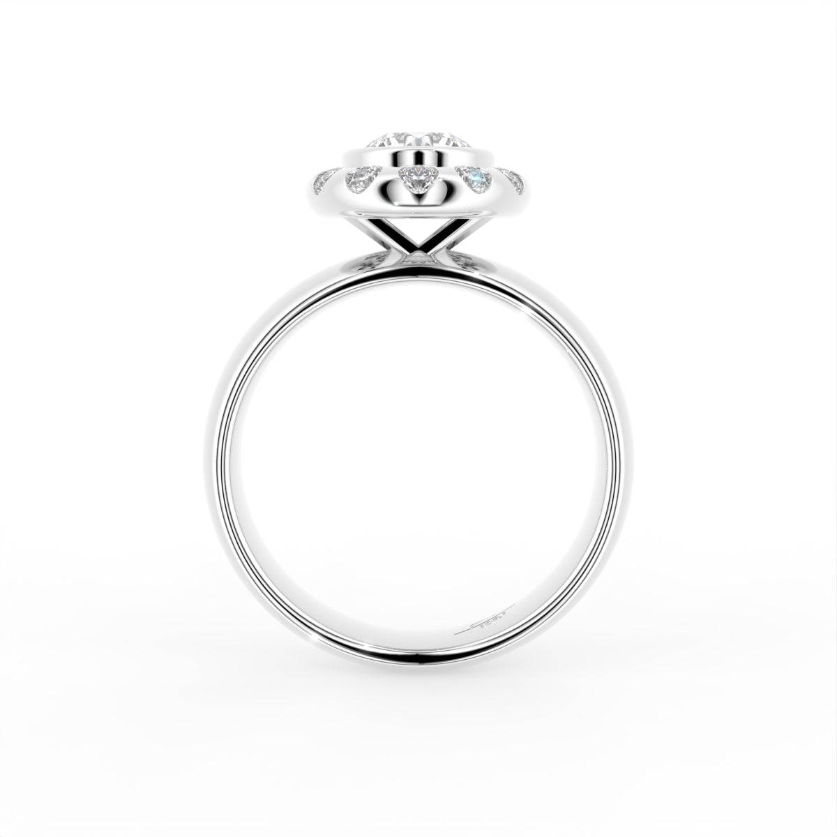 18K Halo Round Diamond Solitaire Ring — FRONT