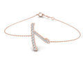 18K Rose Gold Alphabet Round Diamond Bracelet — TOP