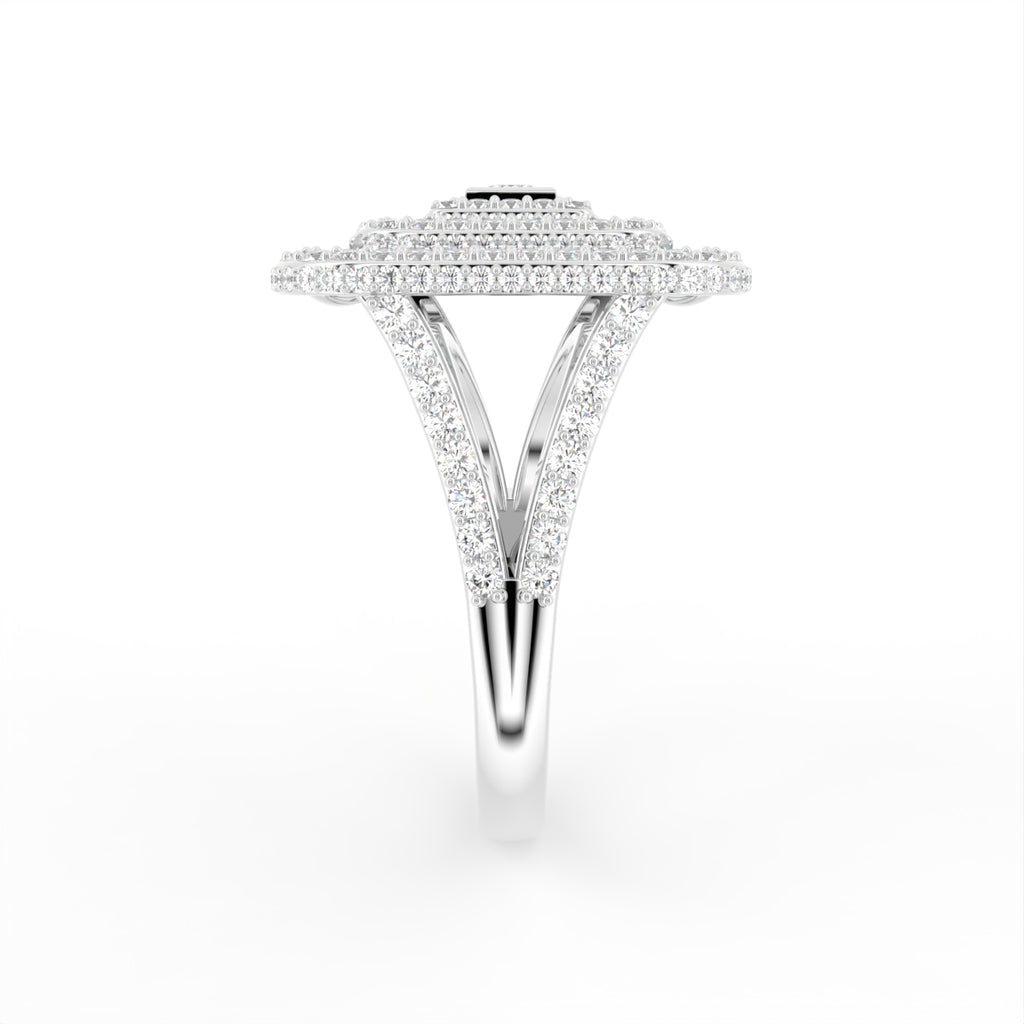 18K Geometric Diamond Ring — SIDE
