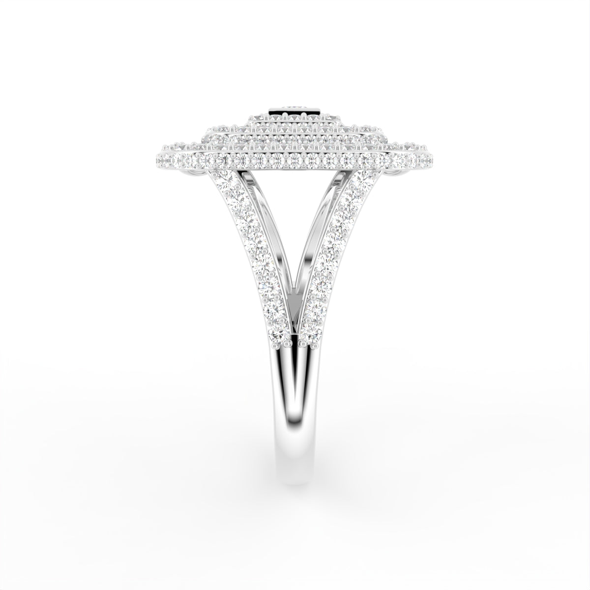 18K Geometric Diamond Ring — SIDE