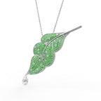 18K Yellow Gold Leaf Pear Diamond Pendant — 3D VIEW