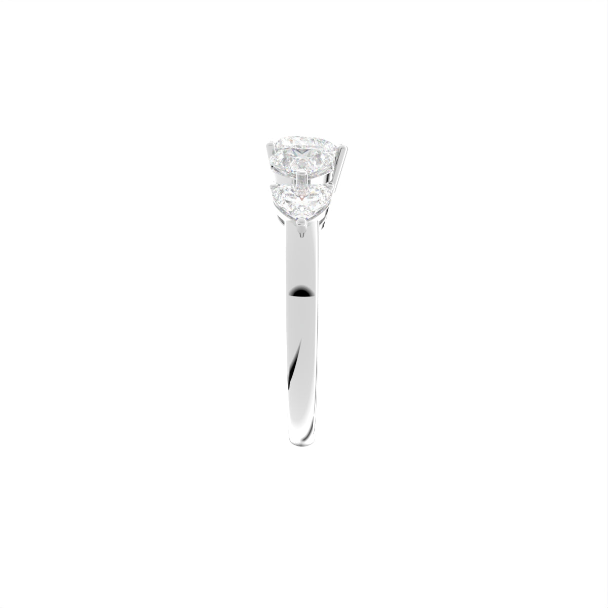 18K Bespoke Heart Diamond Ring — SIDE
