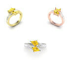 14K White Gold Bespoke Kite Diamond Ring — 3 COLOR