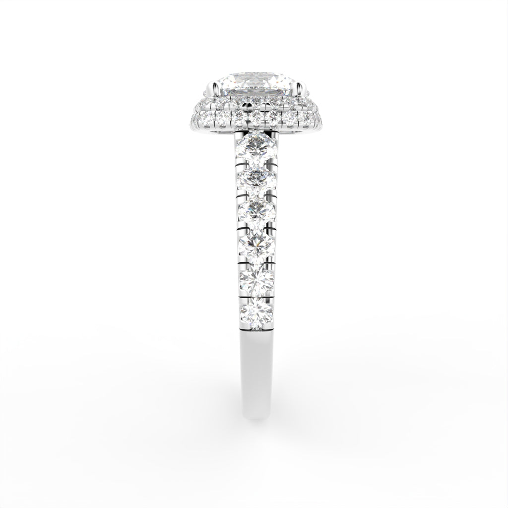 18K Shoulder Set Diamond Ring — SIDE