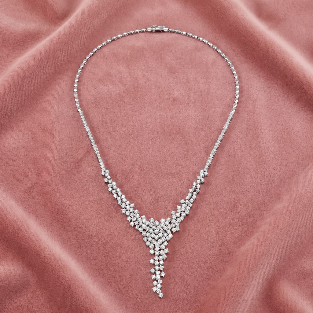 18K Round Diamond Necklace — AI cloth, in-house