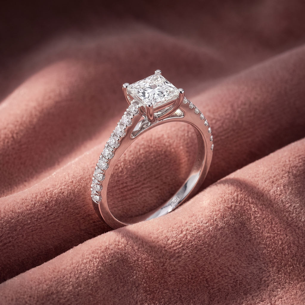 18K Solitaire Princess Diamond Engagement Ring — AI cloth, in-house