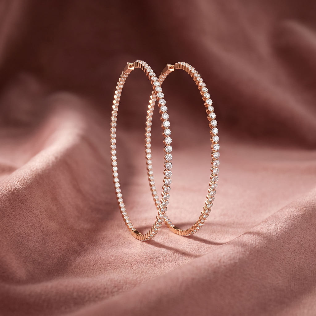 18K Round Diamond Hoop Earrings — AI cloth, in-house
