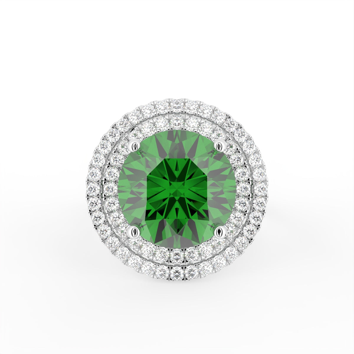 18K White Gold Halo Round Diamond Ring — TOP