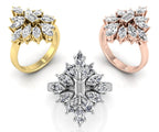 18K Floral Pear Diamond Ring — 3 COLOR