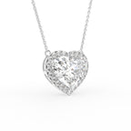 18K Halo Heart Diamond Pendant — 3D VIEW