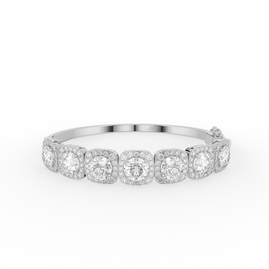 18K Halo Round Diamond Bangle — TOP