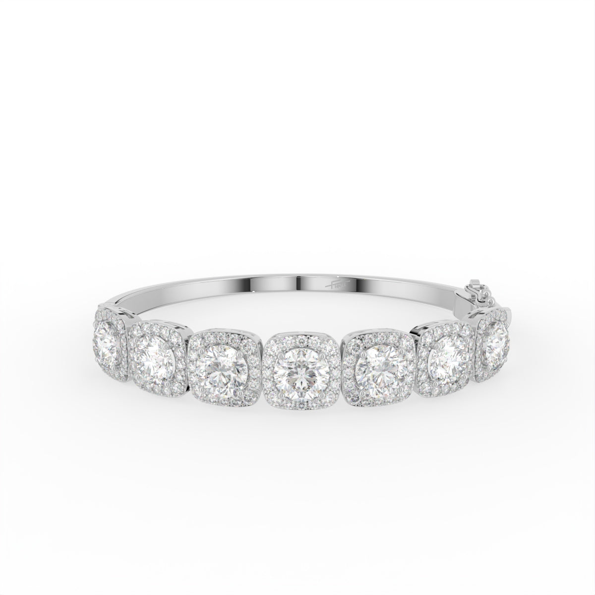 18K Halo Round Diamond Bangle — TOP