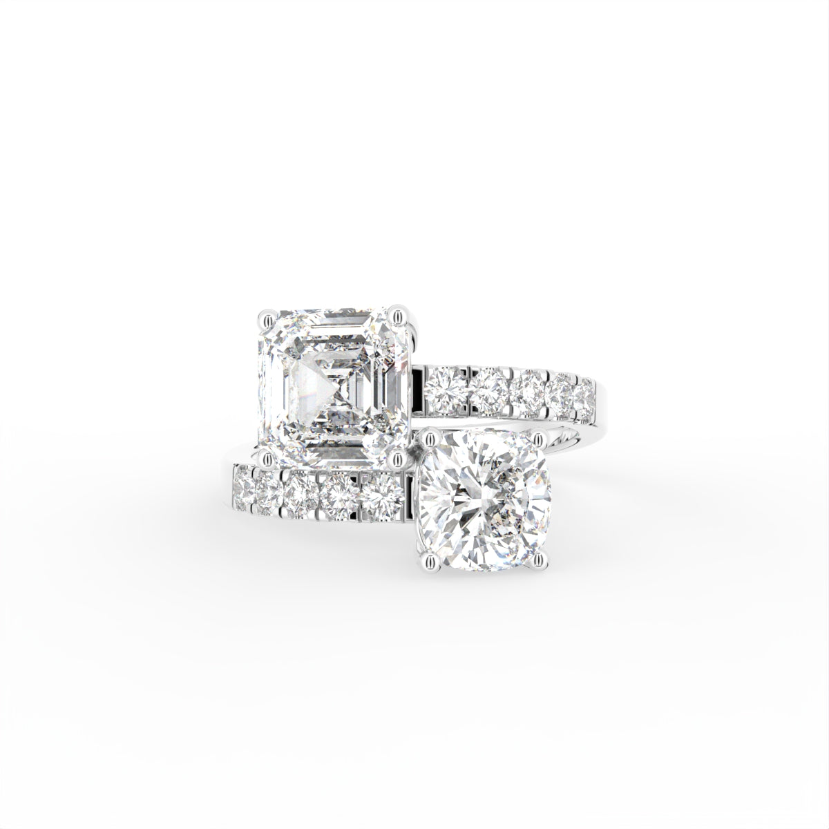 18K Bespoke Cushion Diamond Ring — TOP