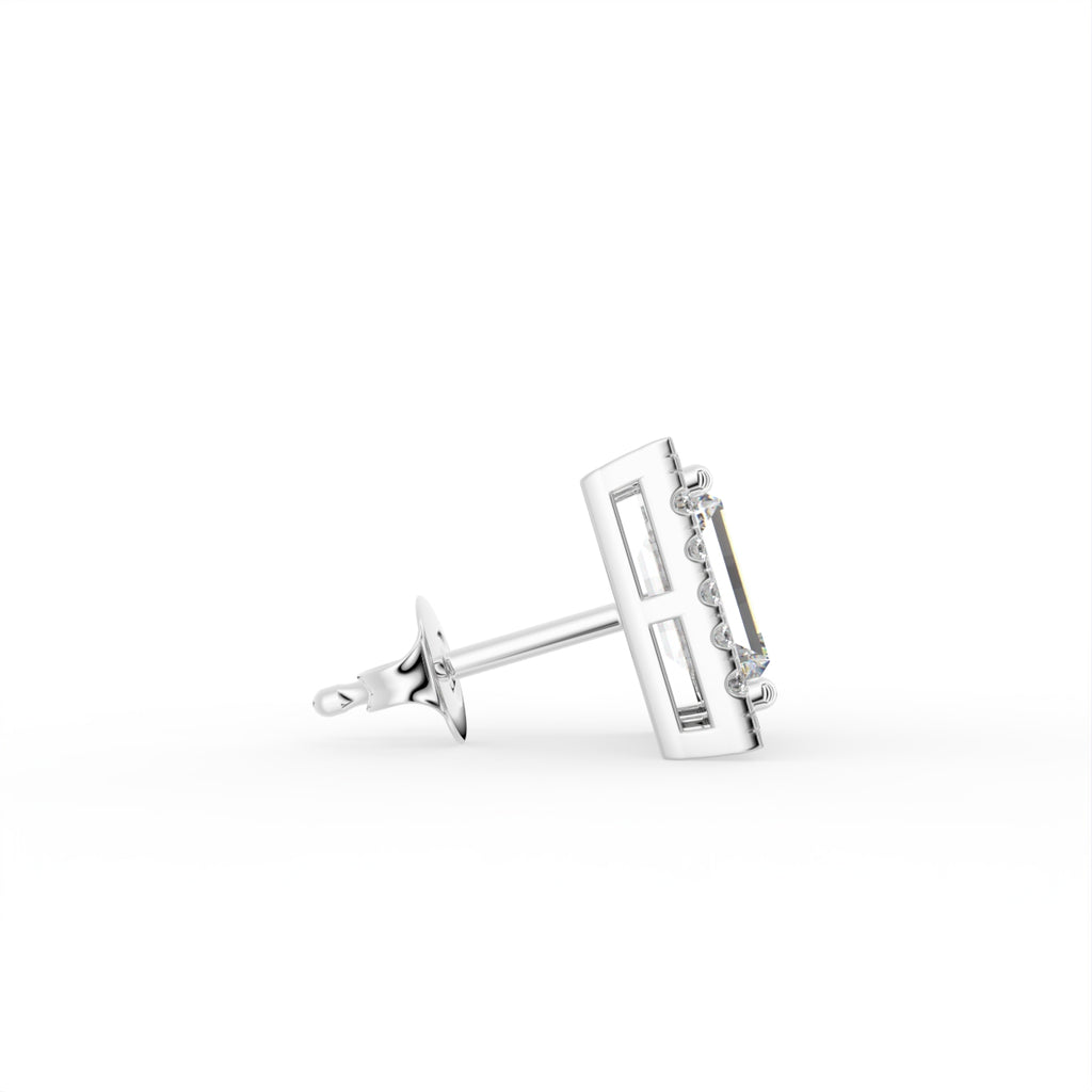 18K White Gold Emerald-Cut Diamond Earrings — SIDE VIEW