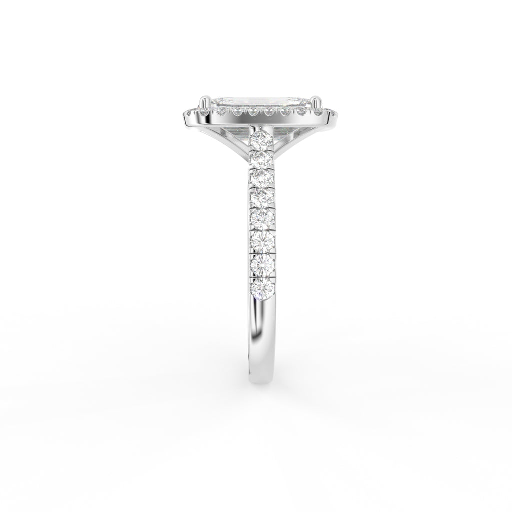18K Halo Solitaire Diamond Engagement Ring — SIDE